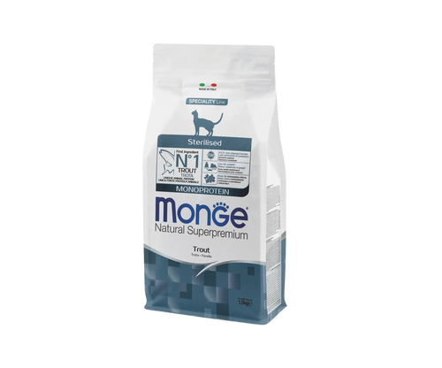 Monge Natural Superpremium Monoprotein Sterilised Cat Trout – суха храна за кастрирани котки
