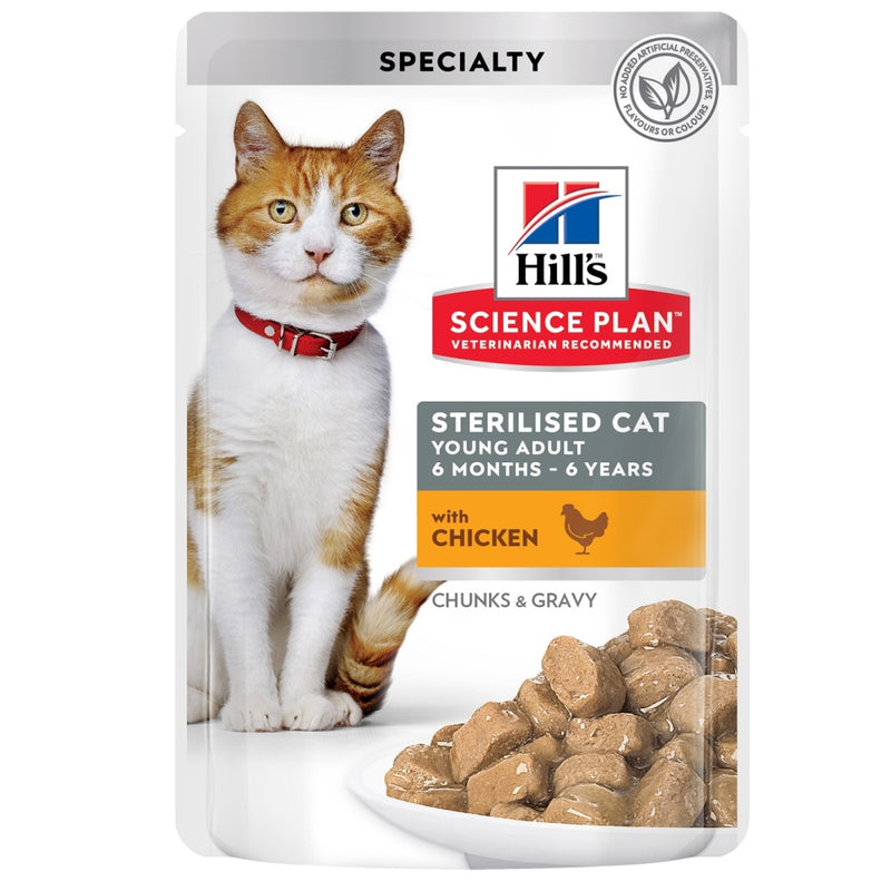 Hill's Science Plan Feline Young Adult Sterilised CHICKEN - паучове с пилешко