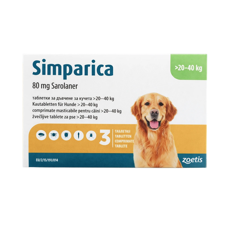 Simparica - таблетки срещу бълхи и кърлежи за кучета 20-40 кг