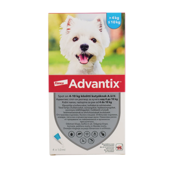 Advantix 4-10кг – Spot-On противопаразитни 4 пипети за кучета