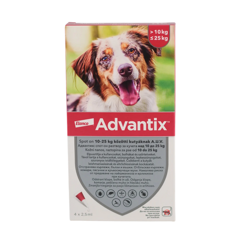 Advantix 10–25 кг – Spot-On противопаразитни 4 пипети за кучета