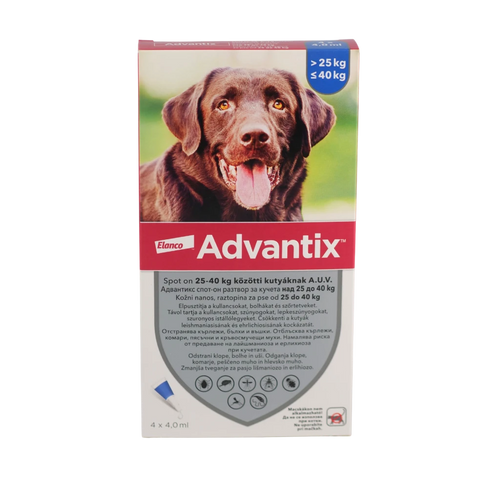 Advantix 25–40 кг – Spot-On противопаразитни 4 пипети за кучета