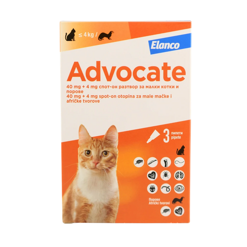 Advocate – Spot-On противопаразитни 3 пипети за котки до 4 кг