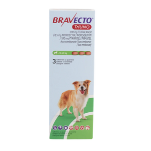 MSD - Bravecto Triuno 3 таблетки за кучета 10–20 кг