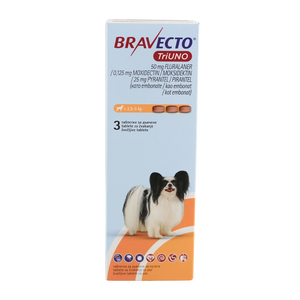 MSD - Bravecto Triuno 3 таблетки за кучета 2.5–5 кг