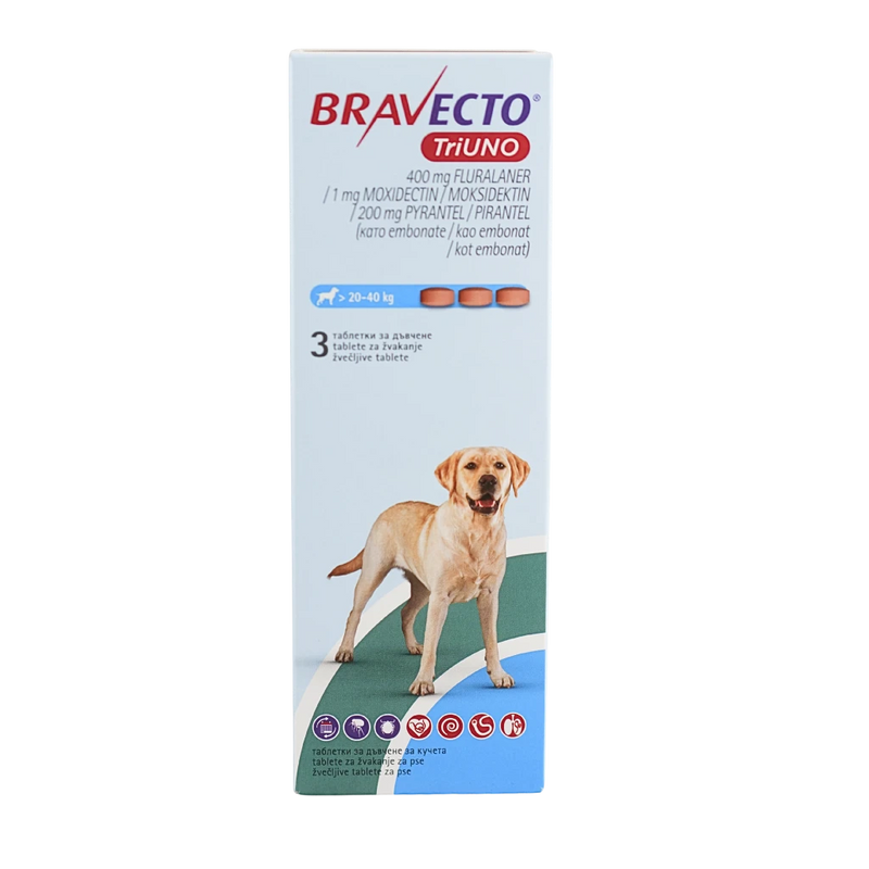 MSD - Bravecto Triuno таблетки за кучета 20–40 кг