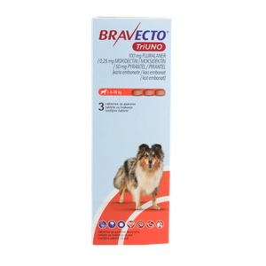 MSD - BRAVECTO TRIUNO 3 ТАБЛЕТКИ ЗА КУЧЕТА 5–10 кг