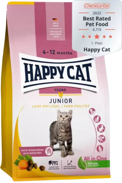 Happy Cat Young Junior Farm Poultry - суха храна