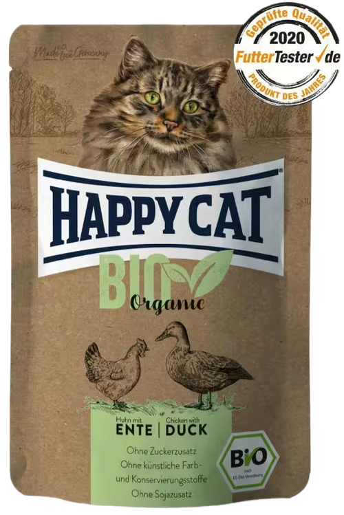 Happy Cat Organic Chicken with Duck - пауч за котки