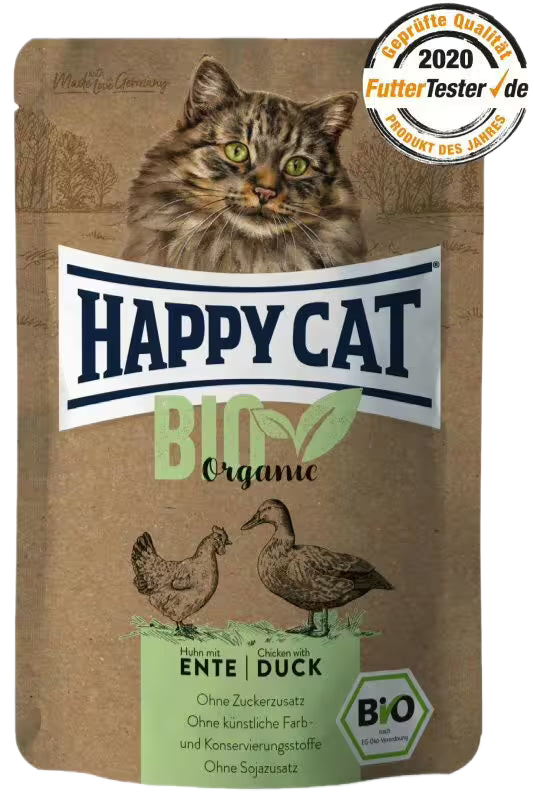 Happy Cat Organic Chicken with Duck - пауч за котки