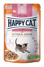 Happy Cat Kitten & Junior Farm Duck - пауч за котенца