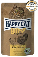 Happy Cat Organic Chicken with Turkey - пауч за котки