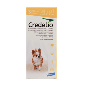 Credelio – Дъвчащи таблетки за кучета 1.3–2.5 кг / 3 броя
