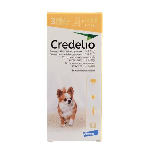 Credelio – Дъвчащи таблетки за кучета 1.3–2.5 кг / 3 броя