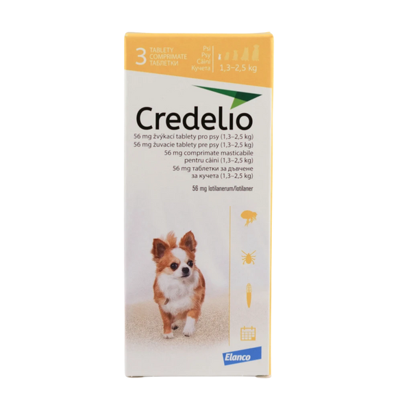 Credelio – Дъвчащи таблетки за кучета 1.3–2.5 кг / 3 броя