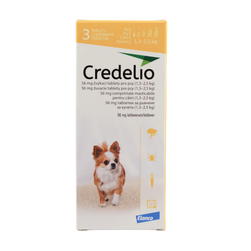 Credelio – Дъвчащи таблетки за кучета 1.3–2.5 кг / 3 броя