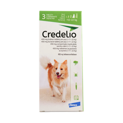 Credelio – Дъвчащи таблетки за кучета 3 таблетки / 11–22 кг