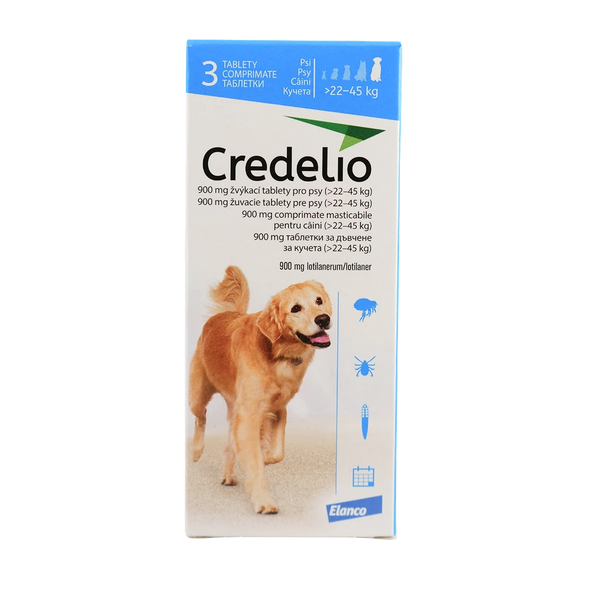 Credelio – Дъвчащи таблетки за кучета 3 таблетки / 22–45 кг
