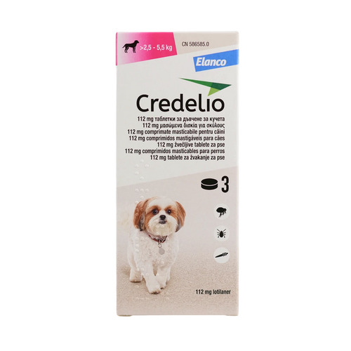 Credelio – Дъвчащи таблетки за кучета 3 таблетки / 2.5–5.5 кг