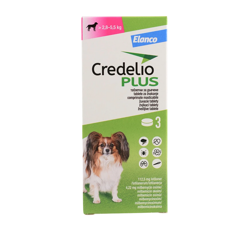 Credelio Plus – Дъвчащи таблетки за кучета 2.8–5.5 кг