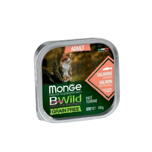 Monge Natural Superpremium BWild Grain Free Adult Cat Salmon Terrine – беззърнен пастет за котки в зряла възраст