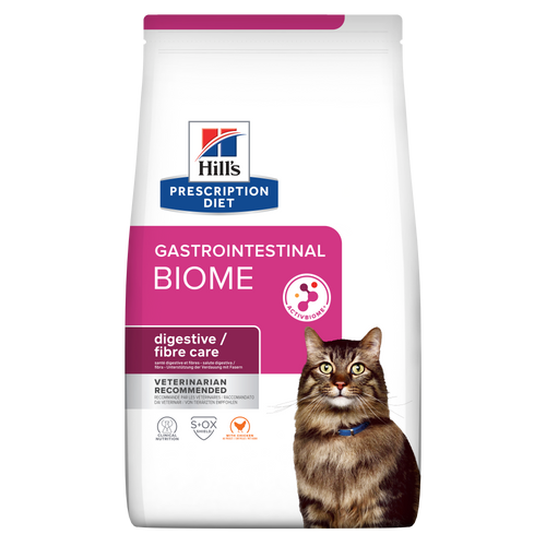Hill's PRESCRIPTION DIET Gastrointestinal Biome - лечебна суха храна за котки с храносмилателни разстройства, запек, колит, с пилешко