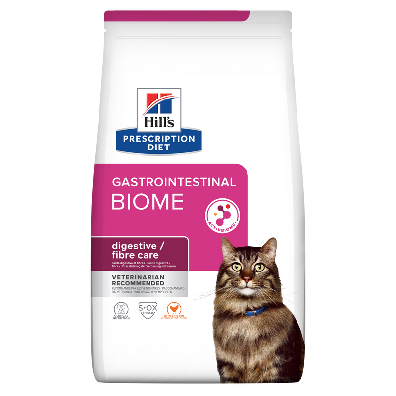 Hill's PRESCRIPTION DIET Gastrointestinal Biome - лечебна суха храна за котки с храносмилателни разстройства, запек, колит, с пилешко