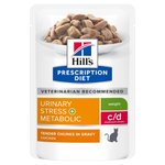 Hill's PRESCRIPTION DIET c/d Metabolic + Urinary Stress Pouch - лечебна мокра храна за котки с наднормено тегло и уринарни проблеми или идиопатичен цистит – пауч с пилешко