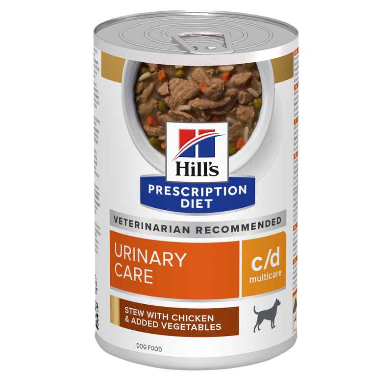 Hill's PRESCRIPTION DIET c/d Multicare Urinary Care Stew- лечебна мокра храна за кучета с уринарни проблеми, консерва задушено пилешко със зеленчуци
