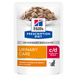 Hill's PRESCRIPTION DIET c/d Urinary Stress Chicken Pouch - лечебна мокра храна за котки с уринарни проблеми, идиопатичен цистит – пауч с пилешко