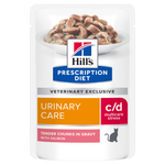 Hill's PRESCRIPTION DIET c/d Urinary Stress Salmon Pouch - лечебна мокра храна за котки с уринарни проблеми, идиопатичен цистит – пауч със сьомга