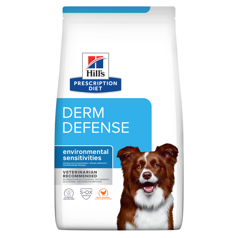 Hill's PRESCRIPTION DIET Derm Defense - лечебна суха храна за кучета с алергии от околната среда и за атопичен дерматит, с пилешко