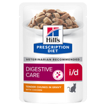 Hill's PRESCRIPTION DIET i/d Digestive Care AB+ Pouch - лечебна мокра храна за котки с храносмилателни разстройства и за възстановяване, пауч с пилешко