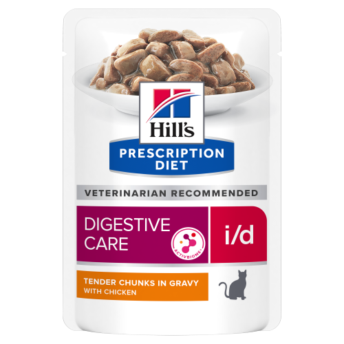 Hill's PRESCRIPTION DIET i/d Digestive Care AB+ Pouch - лечебна мокра храна за котки с храносмилателни разстройства и за възстановяване, пауч с пилешко