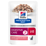Hill's PRESCRIPTION DIET i/d Digestive Care AB+ Pouch - лечебна мокра храна за котки с храносмилателни разстройства и за възстановяване, пауч със сьомга