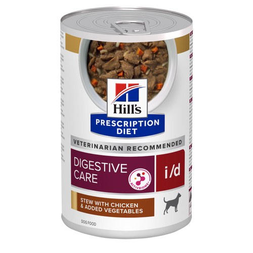 Hill's PRESCRIPTION DIET i/d Digestive Care AB+ Stew - лечебна мокра храна за кучета с храносмилателни разстройства и за възстановяване – консерва задушено пилешко със зеленчуци