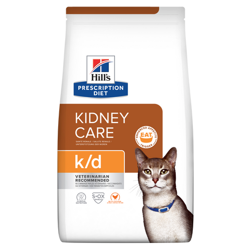 Hill's PRESCRIPTION DIET k/d Kidney Care - лечебна суха храна за котки с бъбречна недостатъчност, с пилешко