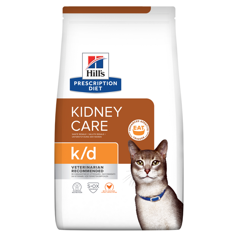 Hill's PRESCRIPTION DIET k/d Kidney Care - лечебна суха храна за котки с бъбречна недостатъчност, с пилешко