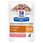 Hill's PRESCRIPTION DIET k/d Kidney Care pouch - лечебна мокра храна за котки с бъбречна недостатъчност, пауч със сьомга