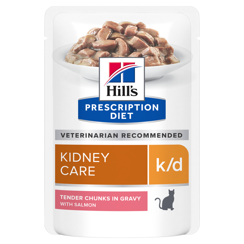 Hill's PRESCRIPTION DIET k/d Kidney Care pouch - лечебна мокра храна за котки с бъбречна недостатъчност, пауч със сьомга