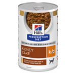 Hill's PRESCRIPTION DIET k/d Kidney Care Stew- лечебна мокра храна за кучета с бъбречна недостатъчност, консерва задушено пилешко със зеленчуци
