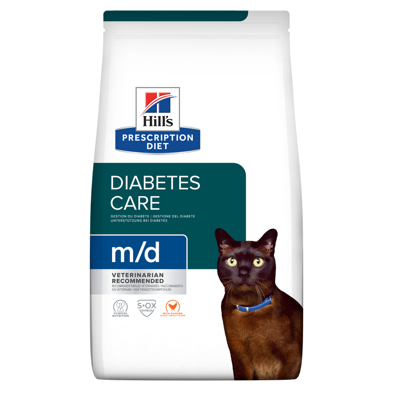 Hill's PRESCRIPTION DIET m/d Diabetes Care - лечебна суха храна за котки с диабет, за отслабване и за регулиране на кръвната захар