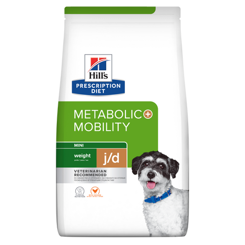 Hill's PRESCRIPTION DIET Metabolic + Mobility Mini - лечебна суха храна за кучета от дребни породи с наднормено тегло и ставни проблеми, с пилешко