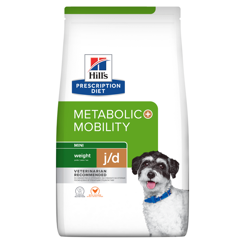 Hill's PRESCRIPTION DIET Metabolic + Mobility Mini - лечебна суха храна за кучета от дребни породи с наднормено тегло и ставни проблеми, с пилешко