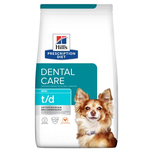 Hill's PRESCRIPTION DIET t/d Mini Dental Care - лечебна суха храна за зъбна хигиена, намалява образуването на плака и зъбен камък - за кучета от дребни породи, с пилешко