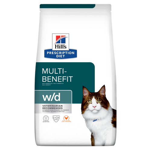 Hill's Prescription Diet w/d Multi-Benefit - лечебна суха храна за котки с диабет, с пилешко