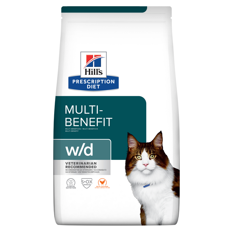 Hill's Prescription Diet w/d Multi-Benefit - лечебна суха храна за котки с диабет, с пилешко