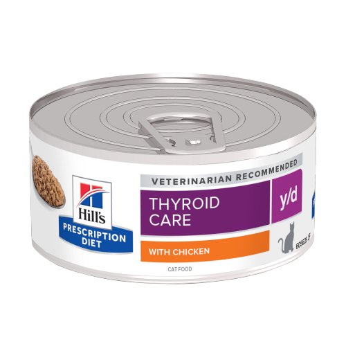 Hill's PRESCRIPTION DIET y/d Thyroid Care - лечебна мокра храна за регулиране на приема на йод при котки с хипертироидизъм, консерва