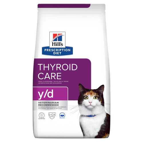 Hill's PRESCRIPTION DIET y/d Thyroid Care - лечебна суха храна за регулиране на приема на йод при котки с хипертироидизъм