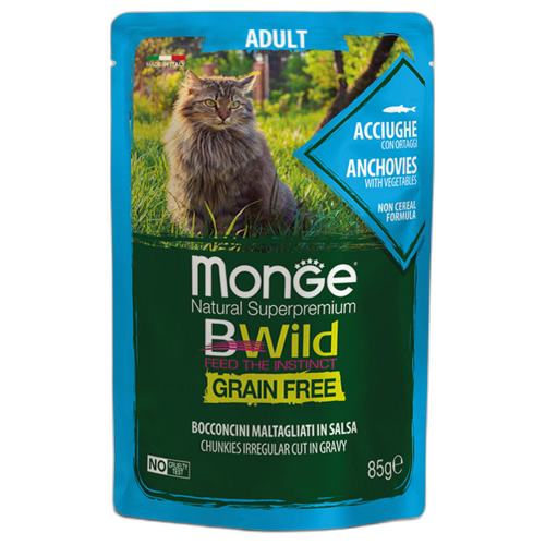 Monge Natural Superpremium BWild Grain Free Adult Cat Anchovies with vegetables